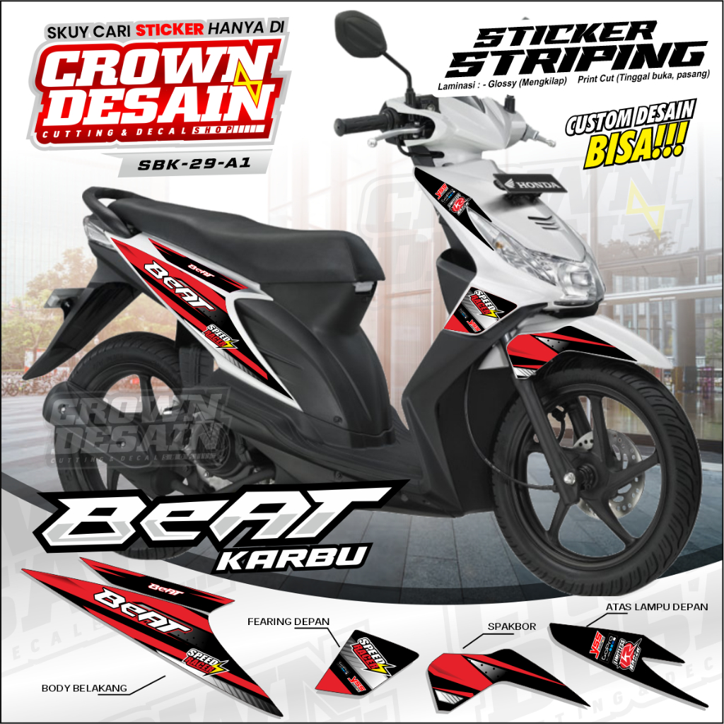 Stiker Striping Variasi Honda Beat Karbu/Stiker Variasi Beat Karbu/Custom Desain