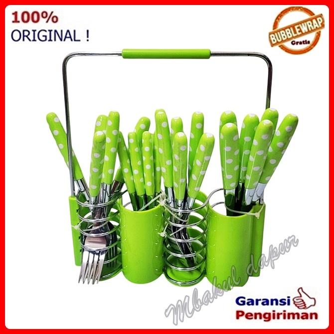Sendok Set Polkadot Sendok Garpu Set Sendok Stainless Set Sendok Makan Plus Rak Weston WSS 01