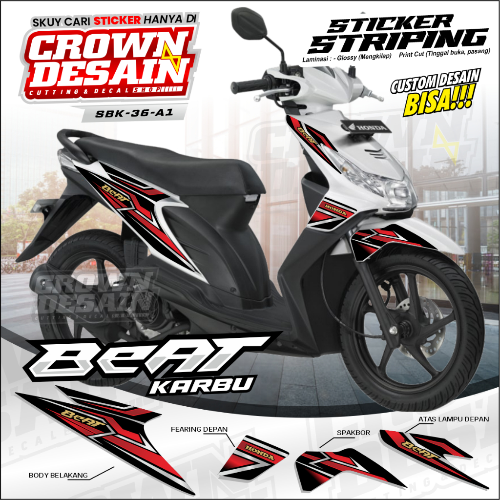STRIPING BEAT KARBU GRAFIS GOLD - STIKER BEAT KARBU SBK