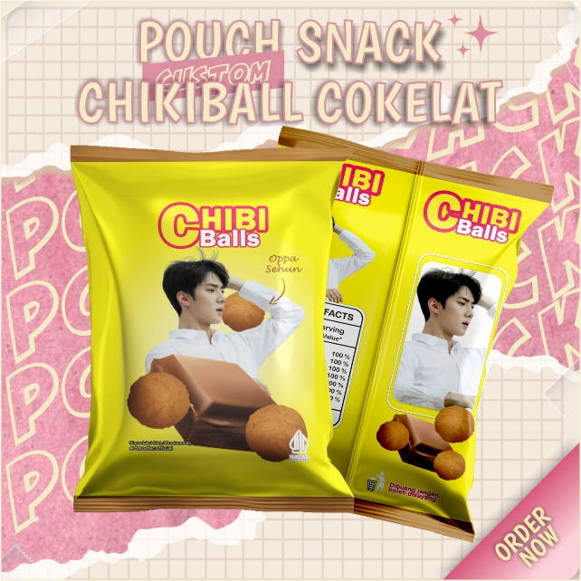 

Snack Pouch Jumbo Custom Chikiballs Coklat