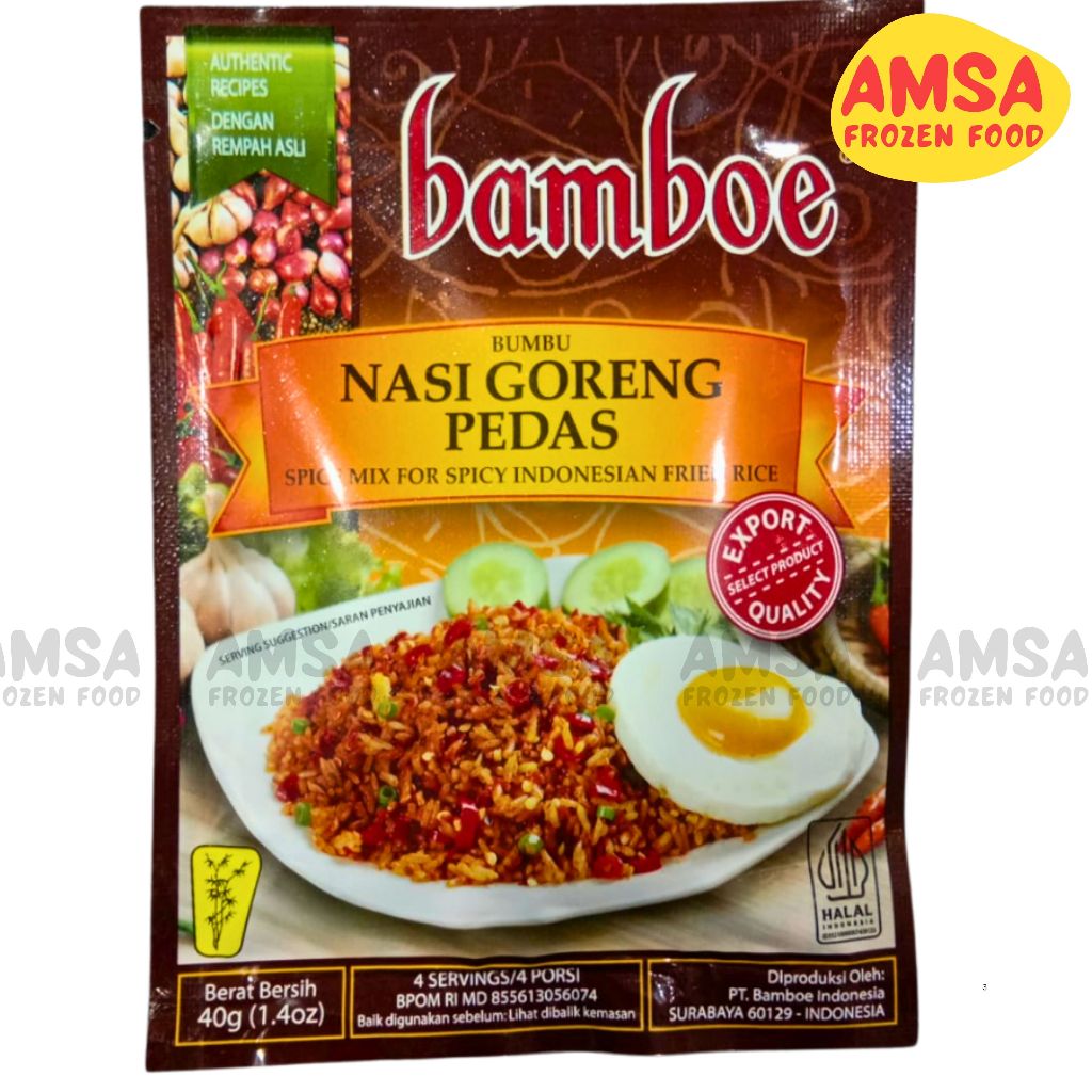

Bamboe Bumbu Nasi Goreng Pedas 40 gr / Bumbu Nasi Goreng Pedes Bambue Bamboe