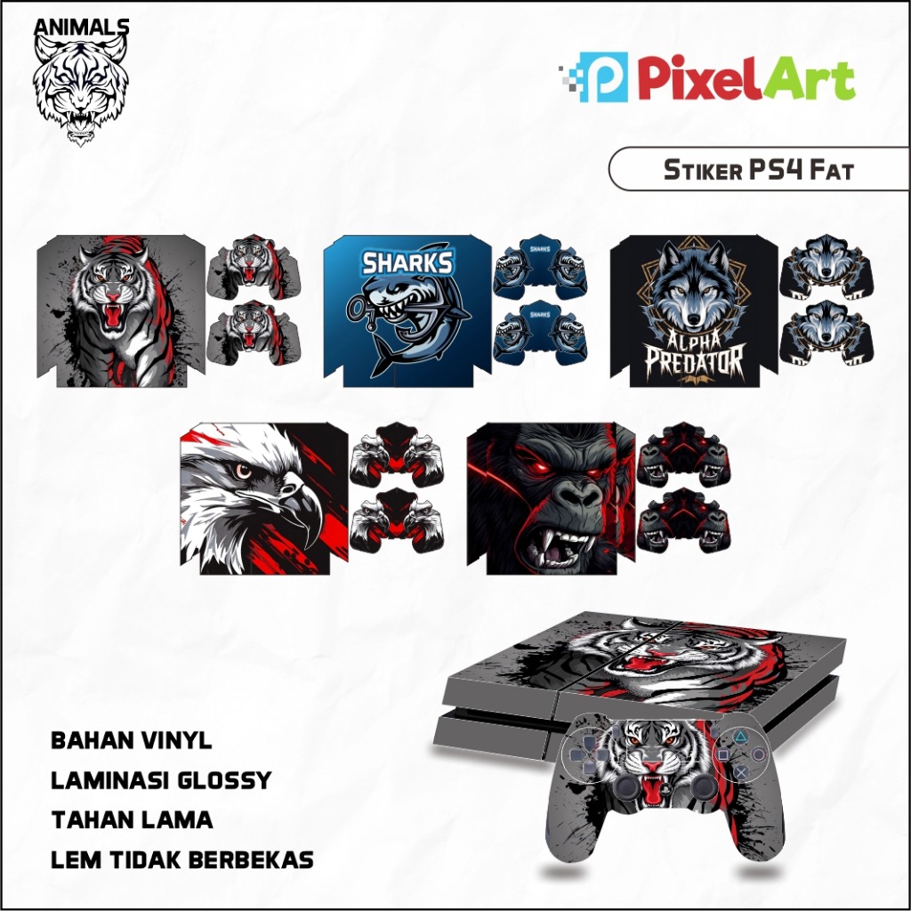 GARSKIN SKIN PS4 FAT MOTIF ANIMALS  FULLSET FULLBODY BISA CUSTOM PS 4 FAT MOTIF ANIMALS