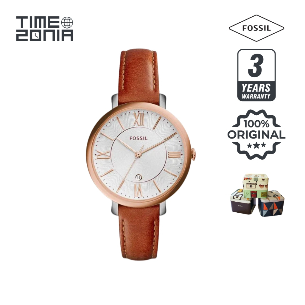 TimeZonia Jam Tangan Wanita - Jacqueline Silver Dial Brown Leather Strap