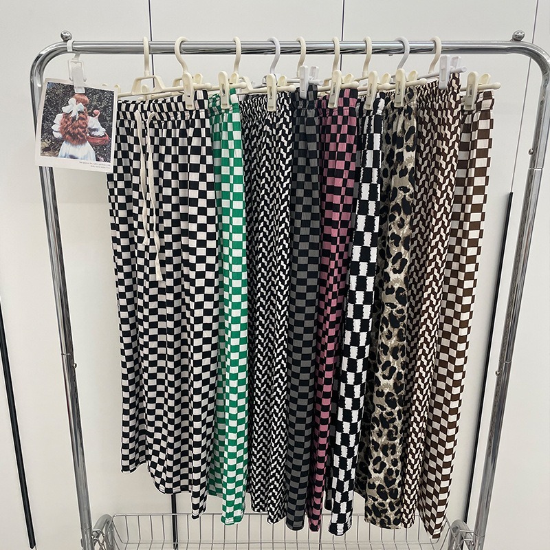 BL Celana Kotak Kulot Highwaist Celana Tartan Wanita Celana Korea Pinggang Elastis Pants import