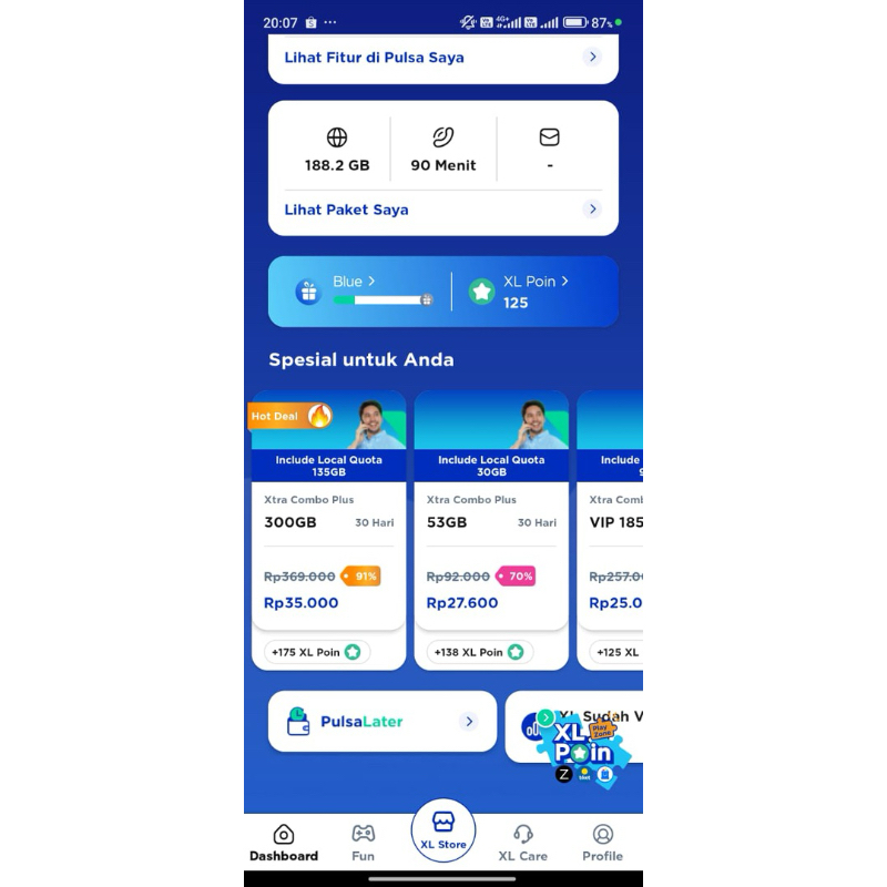KARTU PERDANA XL COMBO VIP PLUS DISKON 90% 185gb 25k/bulan