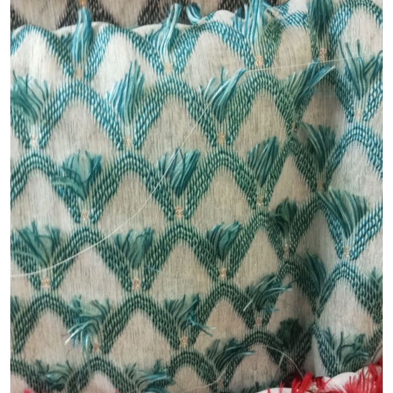 bahan kain tulle rumbai motif bulu/kain  bulu rumbai