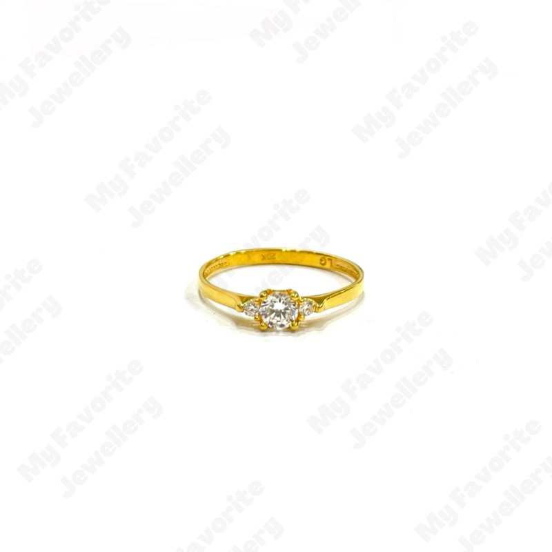 Cincin Silang Solitaire Tiga Uk13 Uk17 Emas Asli Kadar 875