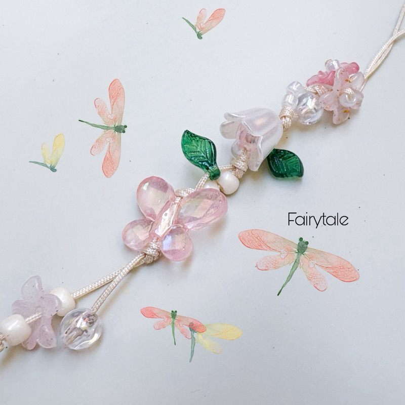 phone charm bunga lonceng dengan kupu" daun | bag charm phone charm gantungan hp gantungan tas