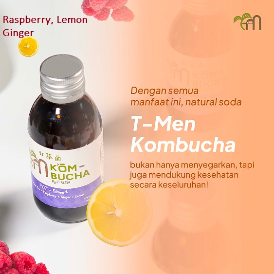 

GT SIMON (Green Tea,Raspberry,Ginger,Lemon)-Premium & Finest Home Made Kombucha by T-Men - 4x125 ml (500 ml). Raw & Unpasteurized