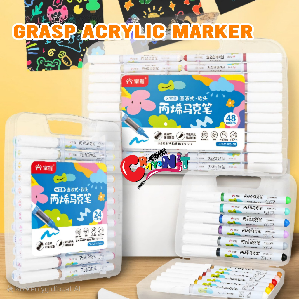 

Acrylic Brush Marker Grasp / Brush Pen / spidol isi 12,24,36,48,60