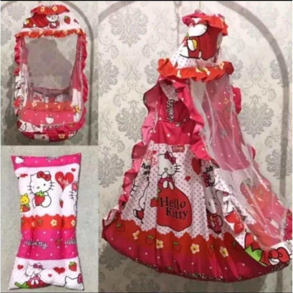 Ayunan Bayi Kelambu Ayunan Berkarakter Paket set Kain+kelambu+kasur+∆+per kelambu bayi 5 in 1 Ayunan