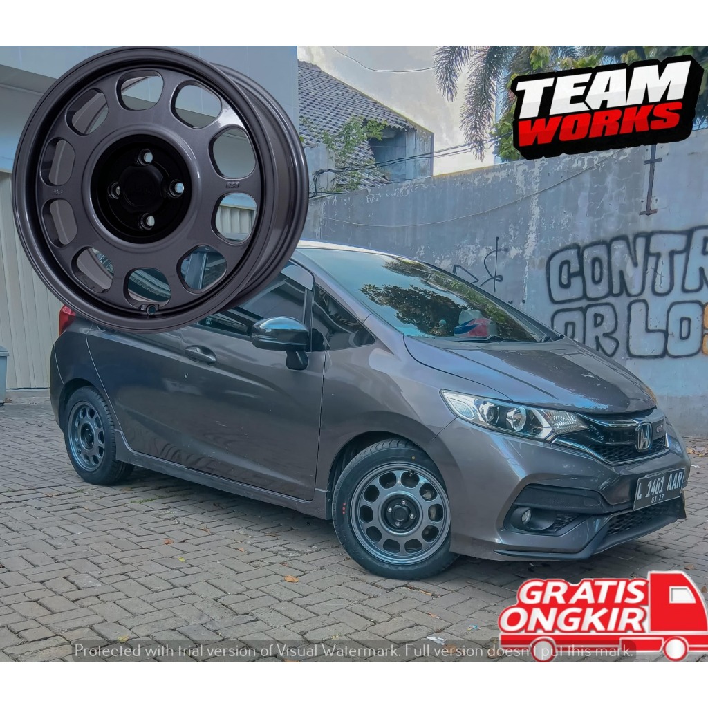 VELG MOBIL HONDA JAZZ MODEL KALENG RING16 TYPE HSR KLG R16 LEBAR 7 PCD 4X100 ET42 R16 GLOSSY GREY