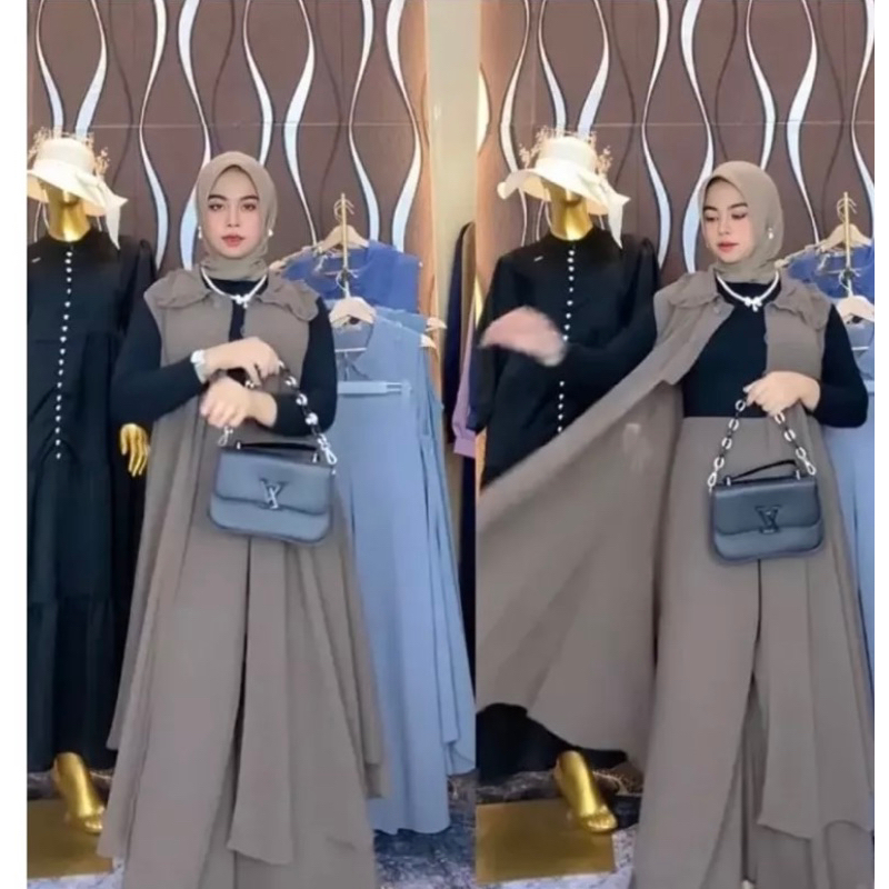 one set naura ceruty - setelan wanita kekinian - setelan ceruty one set - terbaru 2025 lebaran wanit