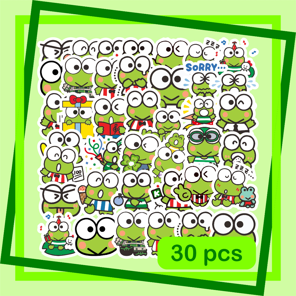 

(30 pcs) Stiker Keroppi | sticker keropi kerropi kodok hijau anti tahan air laptop hp helm tumblr