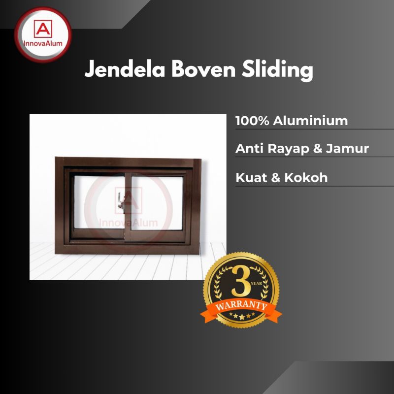 Jendela Boven Sliding Aluminium 2 Daun Jendela L 80 x T 40