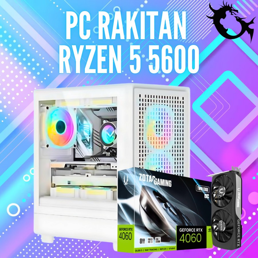 PC Rakitan Ryzen 5 5600 | RAM 16GB KIT | RTX 4060 TI ZOTAC 8GB | B550M-K ASUS - PC Only - 32 gb