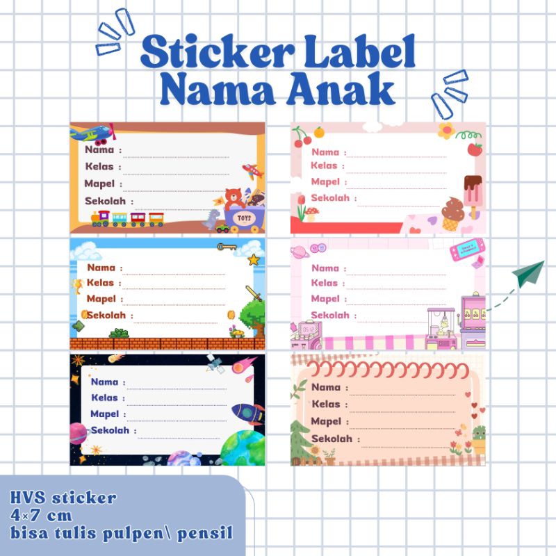 

stiker label nama anak | label nama buku pelajaran | sticker buku anak