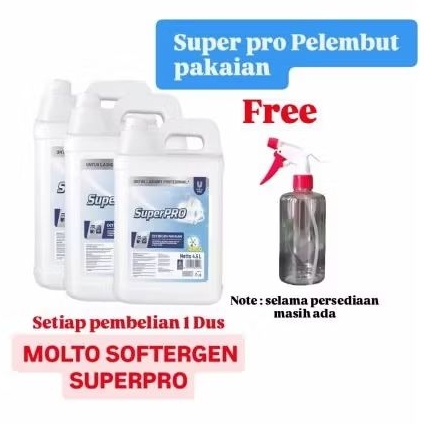Molto SuperPro Pelembut dan Pewangi Pakaian 1 DUS isi 3 Free Botol Spray