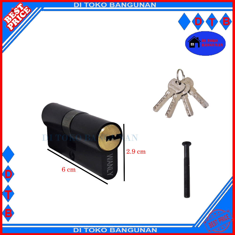 Samiafdol_ Silinder Hitam Wanly Silinder Kunci Pintu Rumah Varian Kecil Besar 4 Anak Kunci