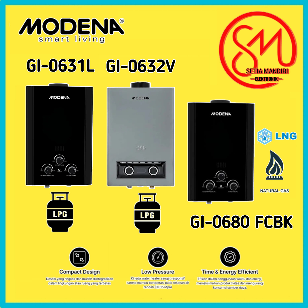 MODENA Water Heater Gas RAPIDO GI 0631 L 0680 FCBK Pemanas Air GI0631L GI0680FCBK