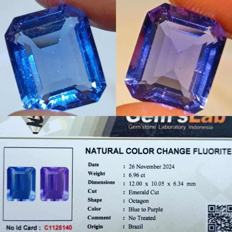 NATURAL COLOR CHANGE FLUORITE MEMO GLI