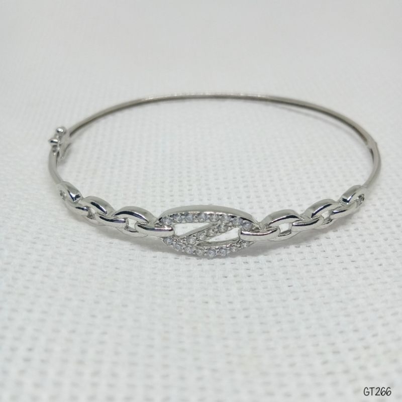 Gelang Bangle Dewasa Rantai Perak 925 Lapis Mas Putih - GT266 Anak Remaja Dewasa