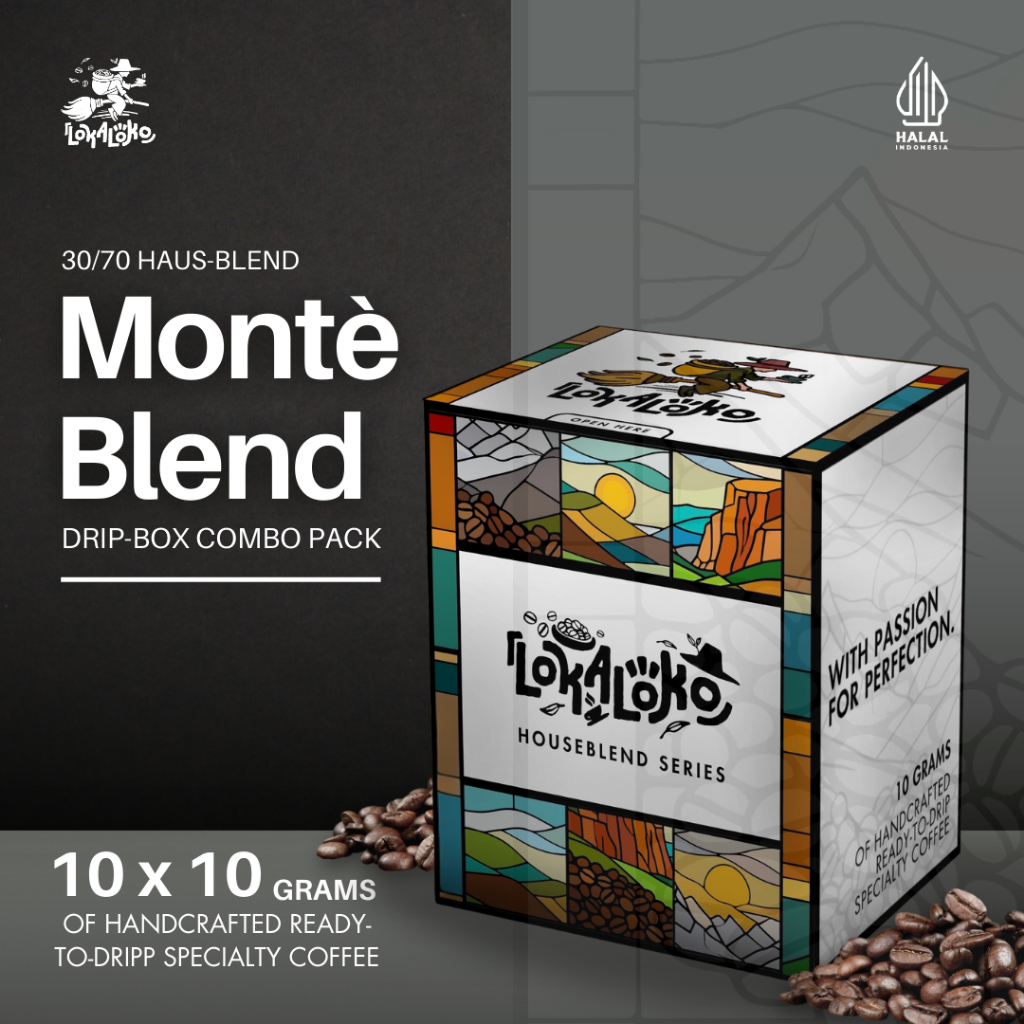 

Kopi Drip Bag Robusta Arabica 30/70 - Monte Houseblend 10×10g single-serve sachet