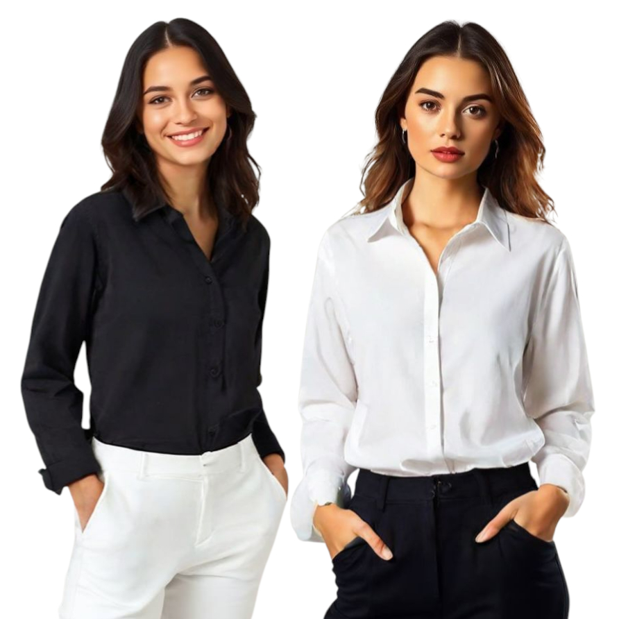 KEMEJA PUTIH WANITA POLOS RAYON LENGAN PANJANG