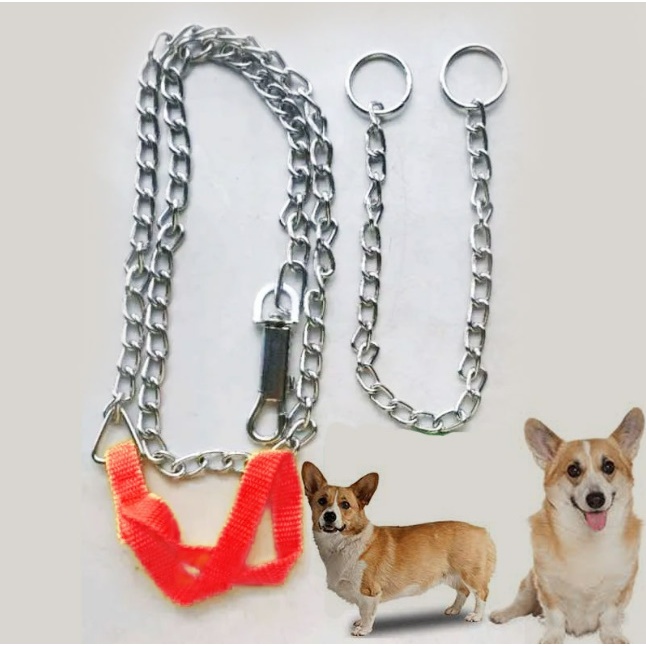 Set Rantai Anjing + Kalung Rantai Hewan Rantai Stainless Anjing Kalung Anjing