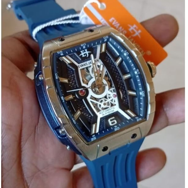 JAM BRAND LOKAL INDONESIA. EVANS JAYDEN AUTOMATIC. STAINLESS SHAPPIRE GLASS