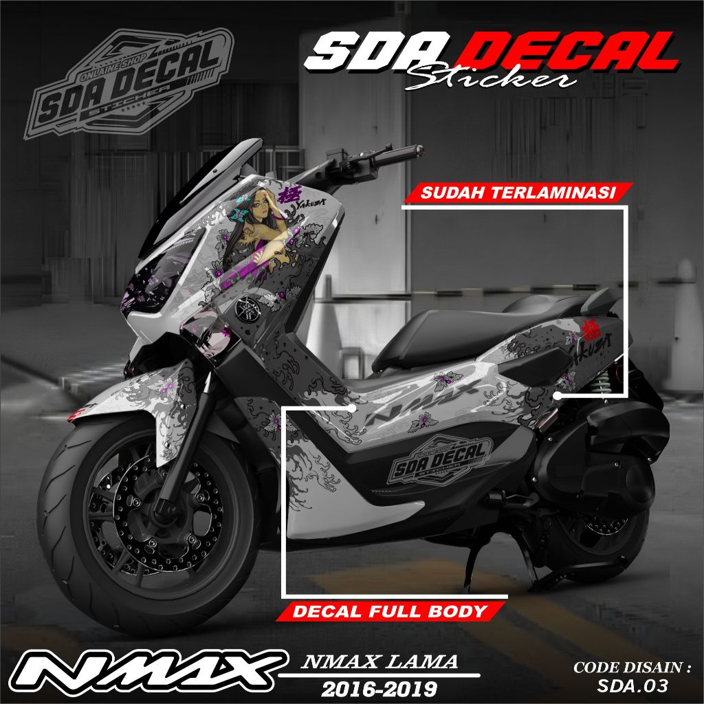 Decal Sticker Custoom Full Body NMAX Lama 2016-2019 Decal Variasi Motor NMAX Lama SDA.03