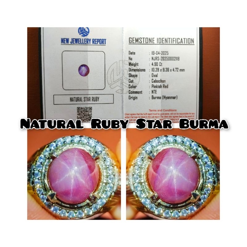 CINCIN BATU PERMATA RUBY STAR BURMA