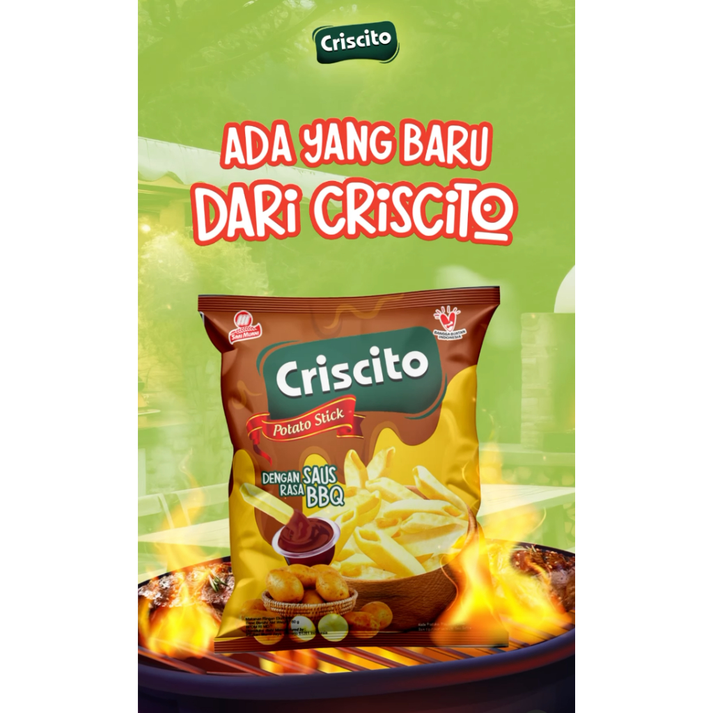 

CRISCITO Potato Stick dengan Saus BBQ Snack Makanan Ringan @20 gram (1 renceng isi 10 bks)