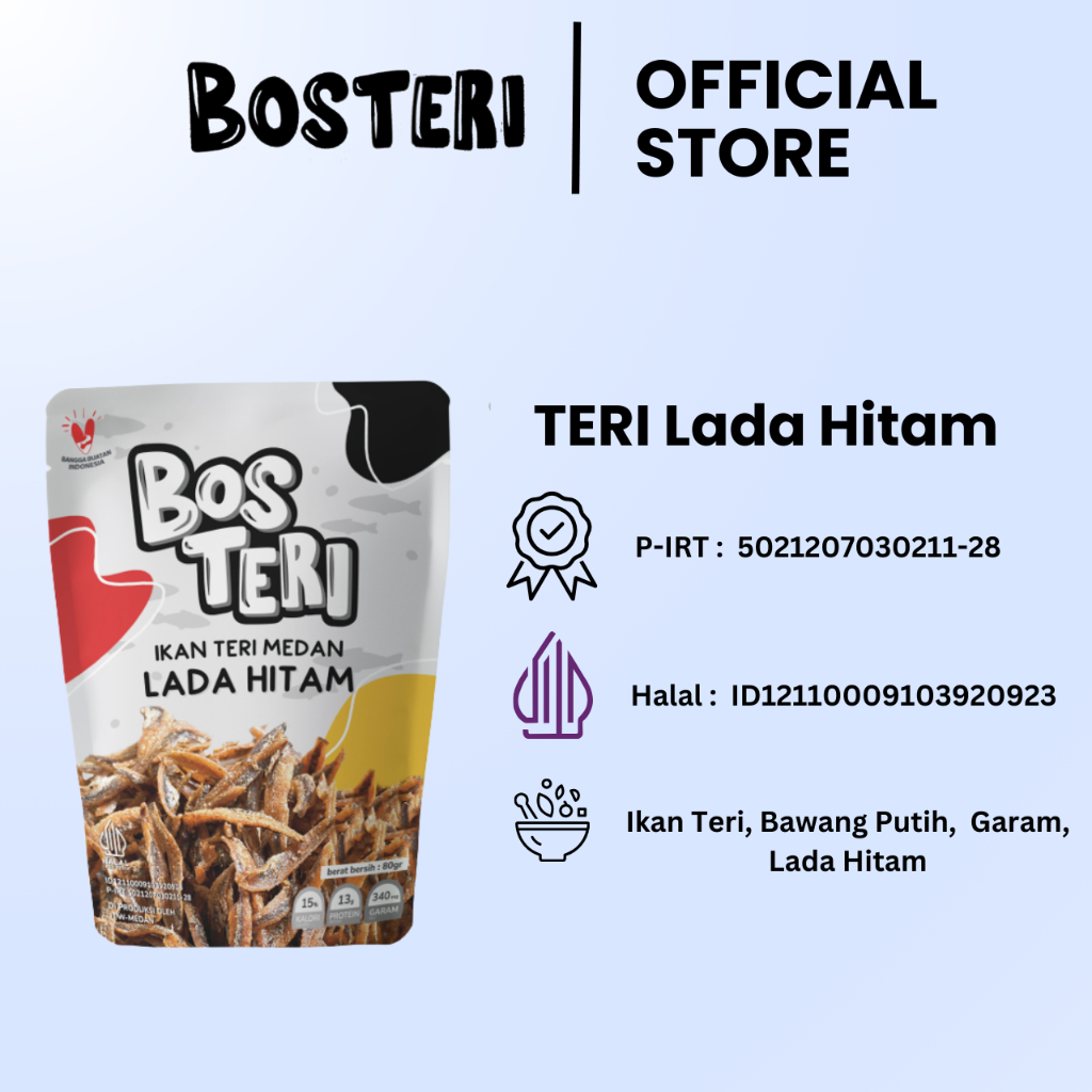 

BOSTERI ikan teri Medan rasa Lada Hitam
