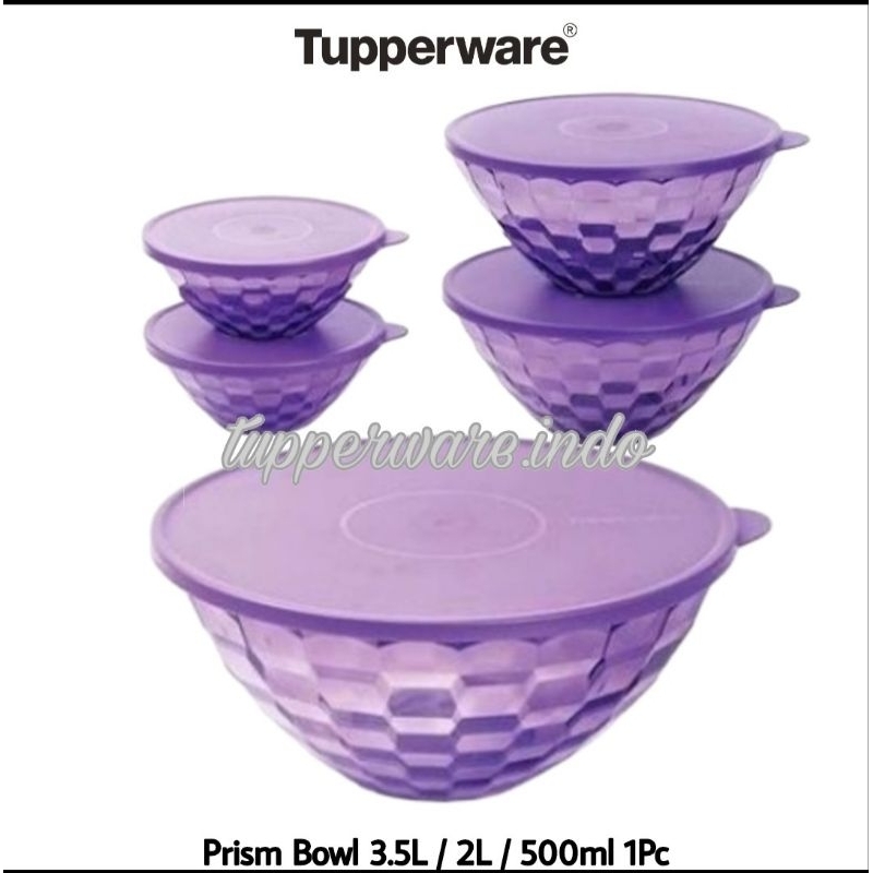 Tupperware Prism bowl 1Pc ecer ungu mangkuk saji mangkuk dengan tutup cantik bening bukan crystal pl