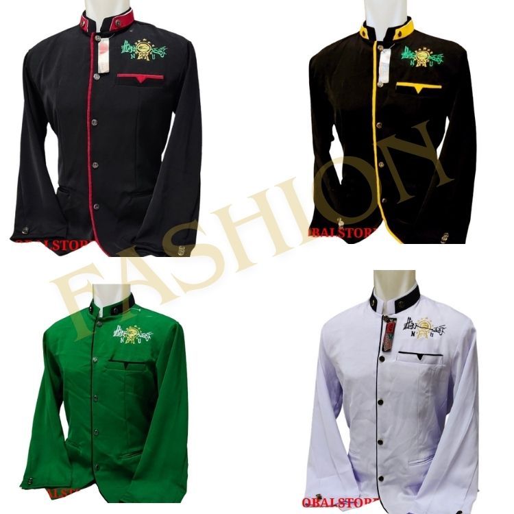 Jasko Bordir Logo NU Terbaru Warna Hitam Hijau Putih Lengan Panjang Bahan High Twis Tebal Lembut