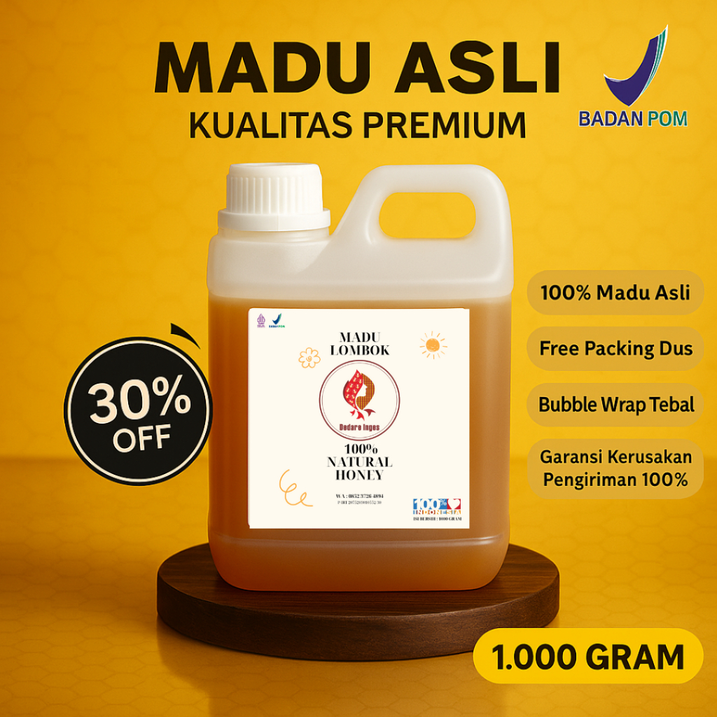 

Dedare Inges - Madu Asli Murni Grade A Nektar Multiflora 100% Tanpa Campuran 1000 Gram