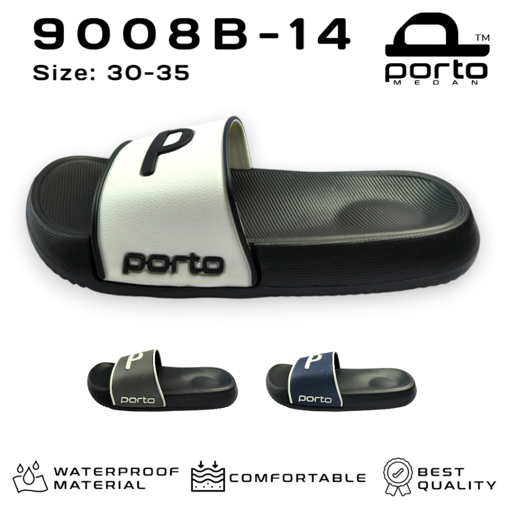 Porto Sandal Selop Anak Remaja Tanggung Cowok Anti Slip Karet Size 30-35 9008B-14