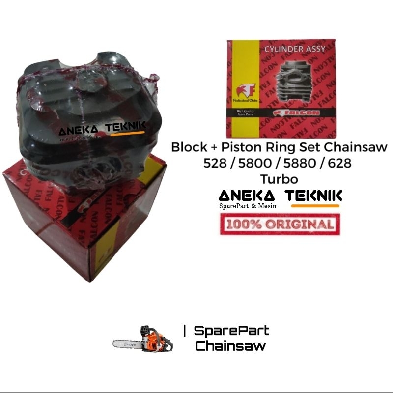 Block Blok Piston Ring Set Chainsaw Senso Sinso 528 / 5800 / 5880 / 628 Falcon FC Pro Tipe Turbo