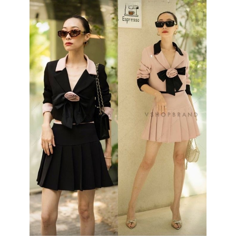 𝗡𝗲𝘄‼️Maeve one set blazer & skirt two tone (by Vshop) setelan wanita atasan lengan panjang/rok celan