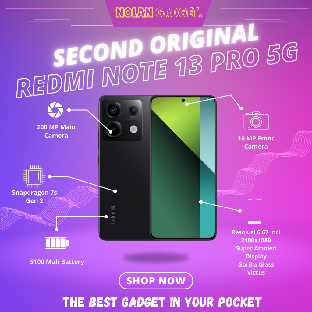 REDMI NOTE 13 PRO 5G RAM 8/256 GB FULLSET ORIGINAL (SECOND)