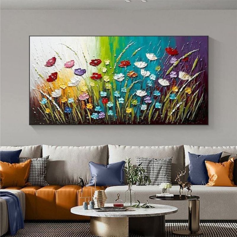 lukisan abstrak lukisan dinding ruang tamu room minimalis