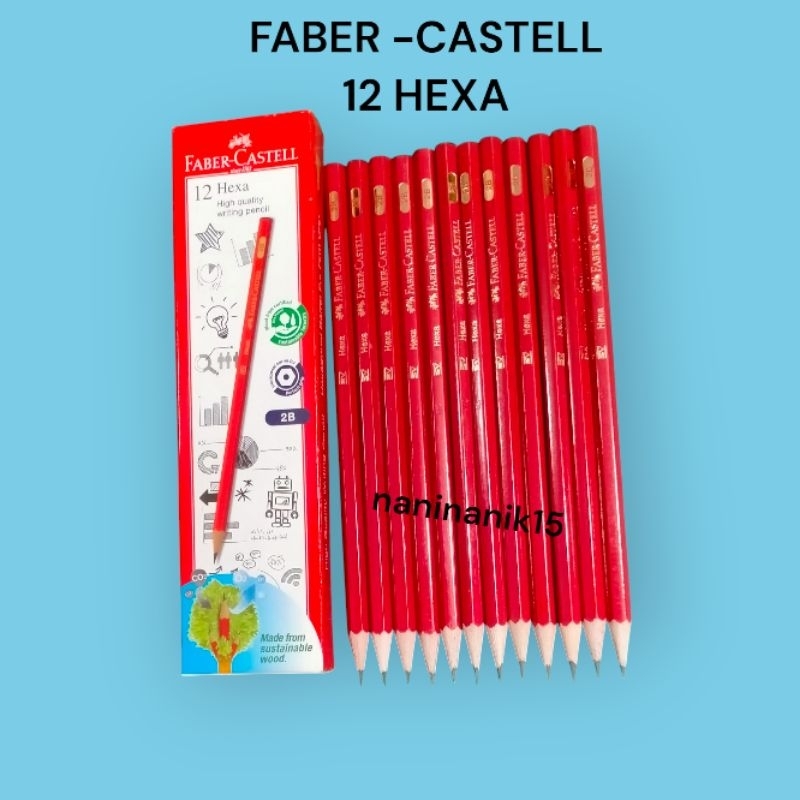

1 PACK PENSIL HEXA FABER CASTELL 2B / pencil hexa isi 12 pcs sudah diraut