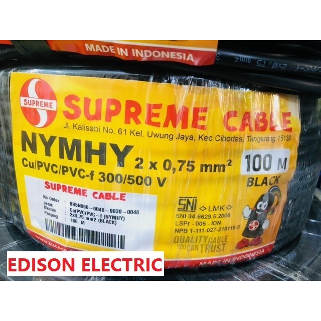 SUPREME NYMHY / NYYHY 2x0,75 KABEL SERABUT 2x0.75 Jual Per Meter Eceran Meteran SUPREME