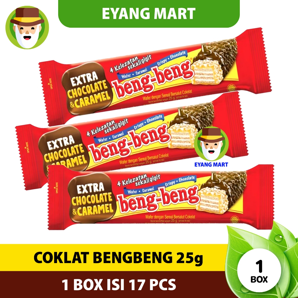 

Biskuit Beng Beng Wafer Cokelat Crispy Caramel 1 box ( isi 17 pcs )