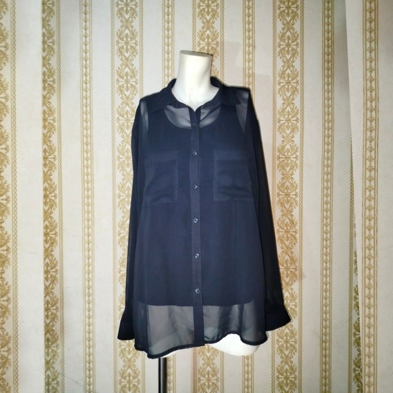 PL-Kemeja hitam sheer