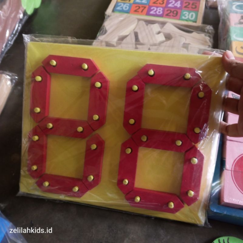 Permainan balok kayu menyusun 2 angka / Balok Angka digital