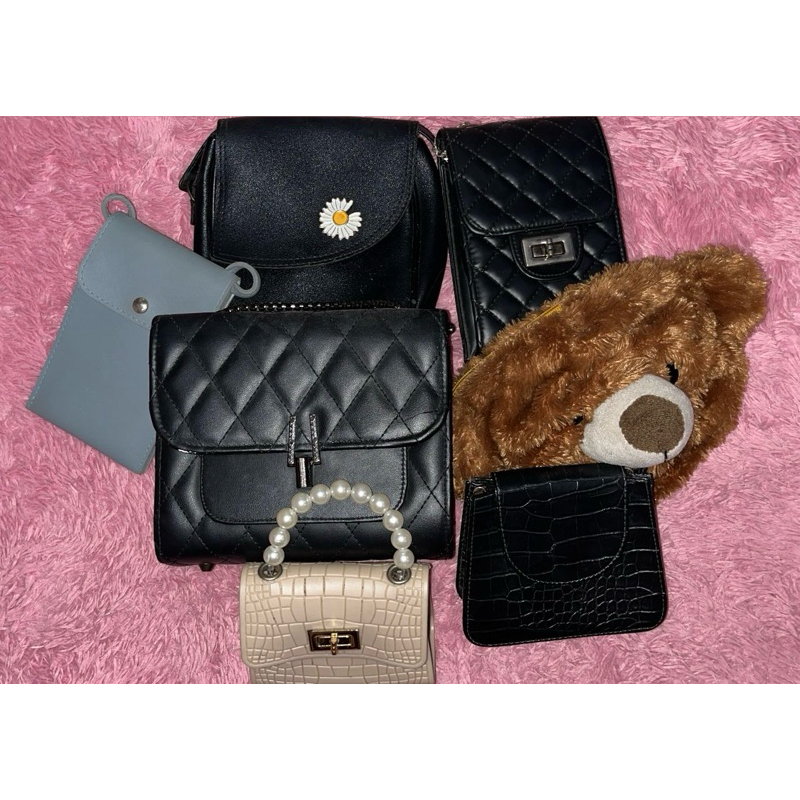 Preloved Second Tas jelly mutiara / Tas slempang sling bag / Tas selempang bunga / Tas rante beruang