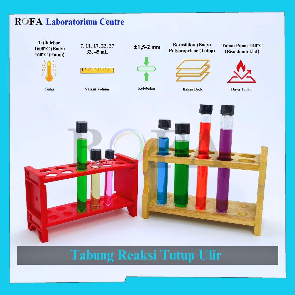 Tabung Reaksi Tutup Ulir / Test Tube With Screw Cap / Tabung Reaksi Ulir / Tabung Reaksi Tutup