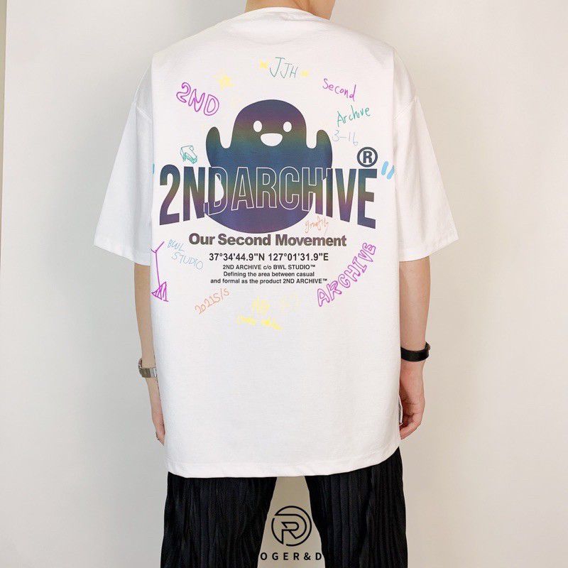 Kaos 2ndArchive Reflektif korea style- size XL oversize P72xLd62 good condition